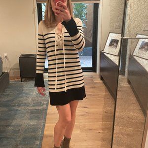 Joie - Striped Lace Up Wool & Cashmere Dress
